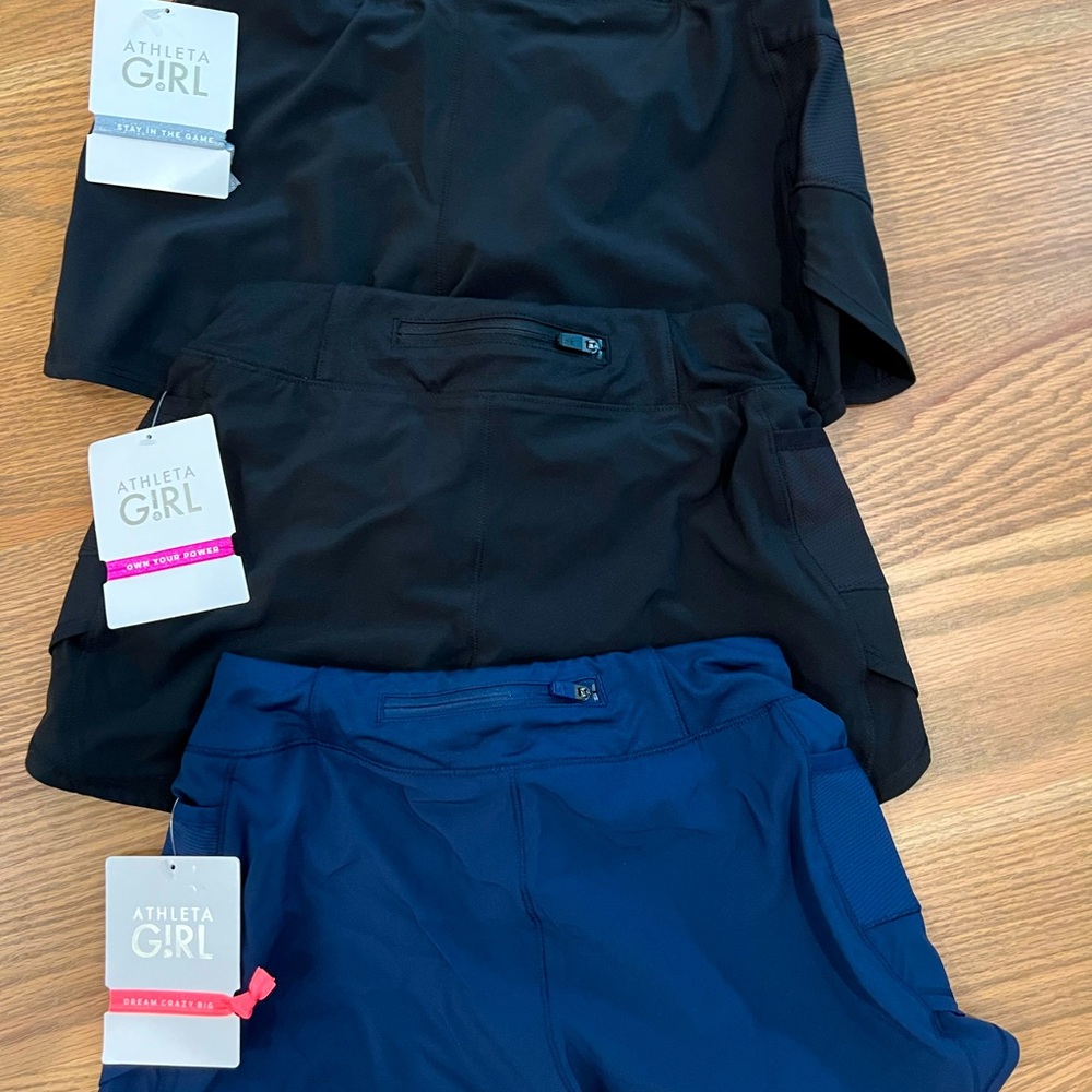 3 pairs of Athleta girl record breaker 3” shorts NWT